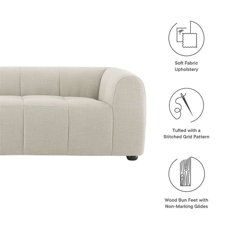 Maklaine Contemporary Upholstered Fabric Upholstered Sofa in Linen