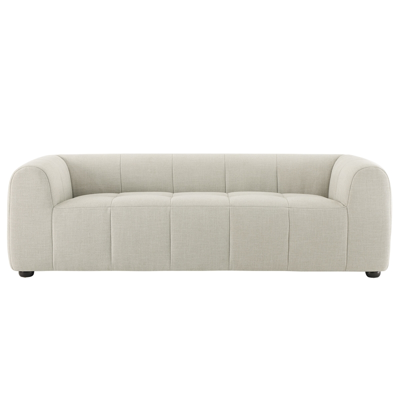 Maklaine Contemporary Upholstered Fabric Upholstered Sofa in Linen