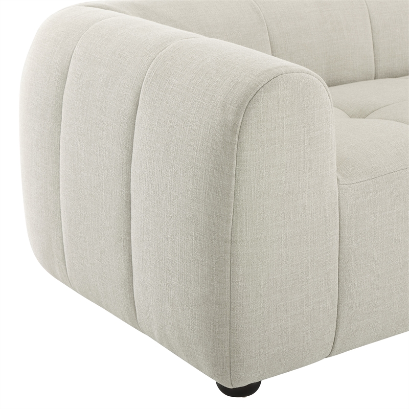 Maklaine Contemporary Upholstered Fabric Upholstered Sofa in Linen