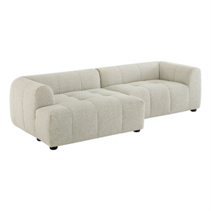 Maklaine Left-Facing Upholstered Fabric Modular Sofa with Chaise in Linen