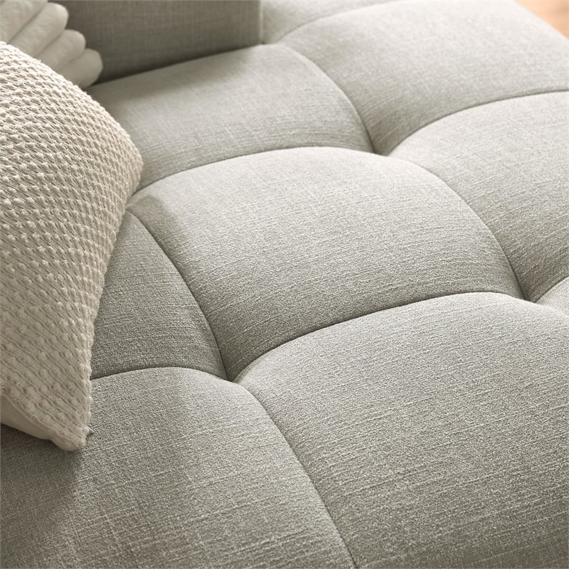 Maklaine Right-Facing Upholstered Fabric Modular Sofa with Chaise in Linen