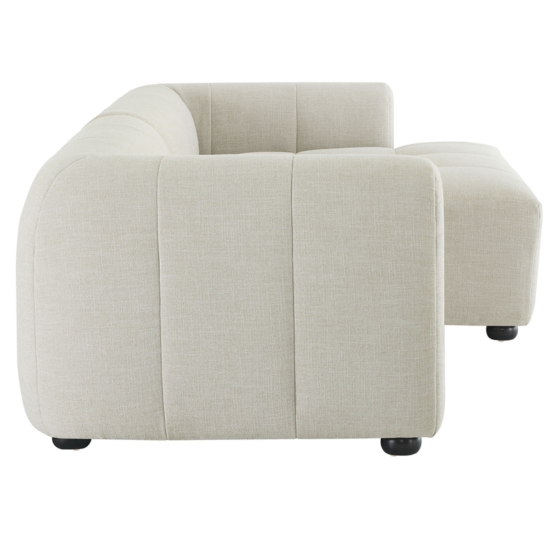 Maklaine Right-Facing Upholstered Fabric Modular Sofa with Chaise in Linen