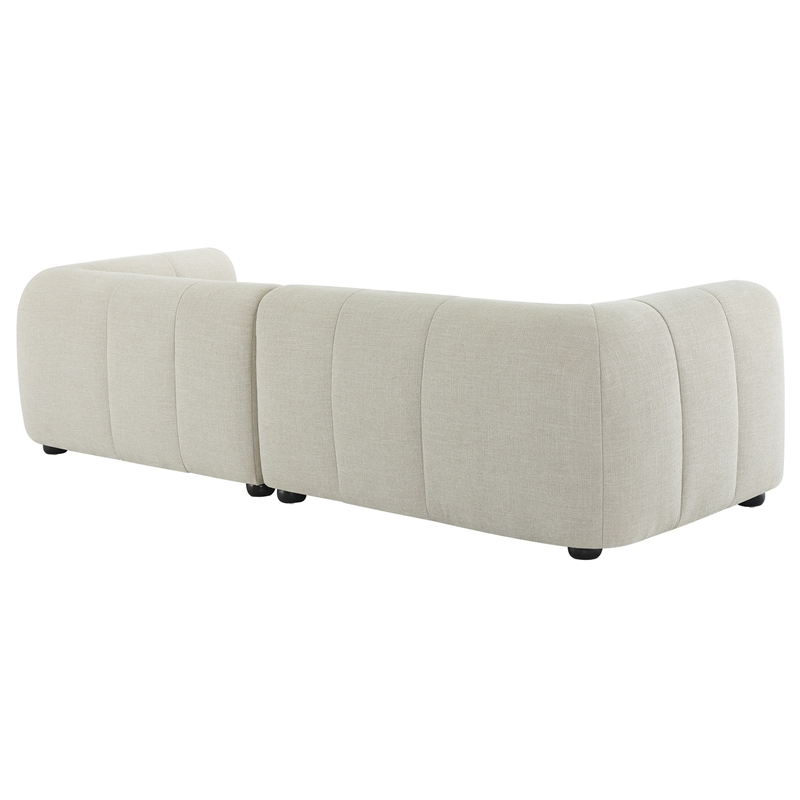 Maklaine Right-Facing Upholstered Fabric Modular Sofa with Chaise in Linen