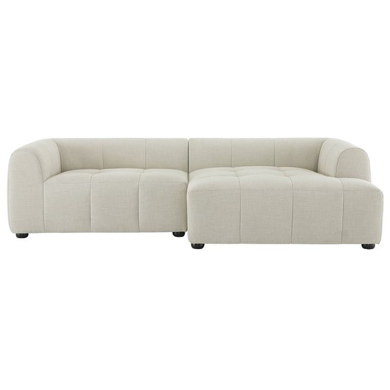 Maklaine Right-Facing Upholstered Fabric Modular Sofa with Chaise in Linen