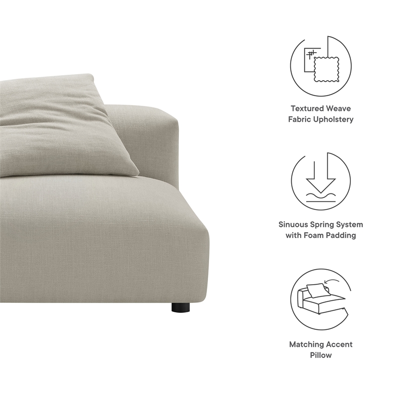 Maklaine Contemporary Modular Upholstered Fabric Armless Chair in Linen