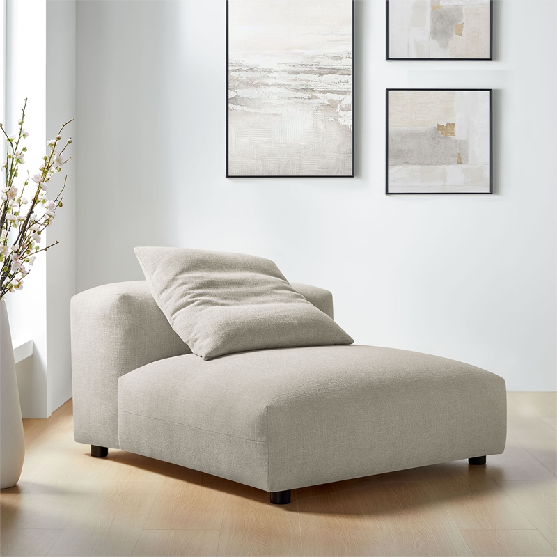 Maklaine Contemporary Modular Upholstered Fabric Armless Chair in Linen