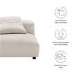 Maklaine Contemporary Modular Upholstered Fabric Armless Chair in Salt
