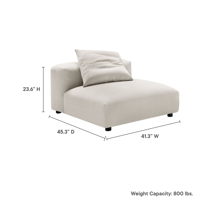 Maklaine Contemporary Modular Upholstered Fabric Armless Chair in Salt