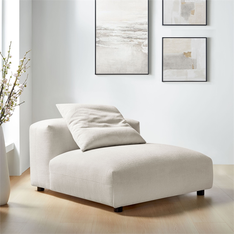 Maklaine Contemporary Modular Upholstered Fabric Armless Chair in Salt