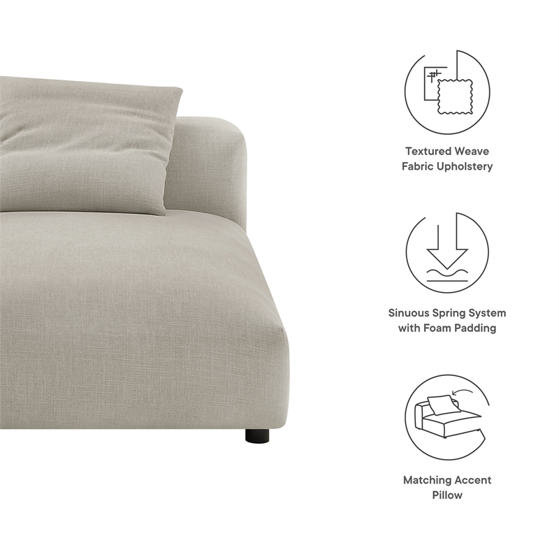 Maklaine Modular Upholstered Fabric Armless Chaise Lounge in Linen