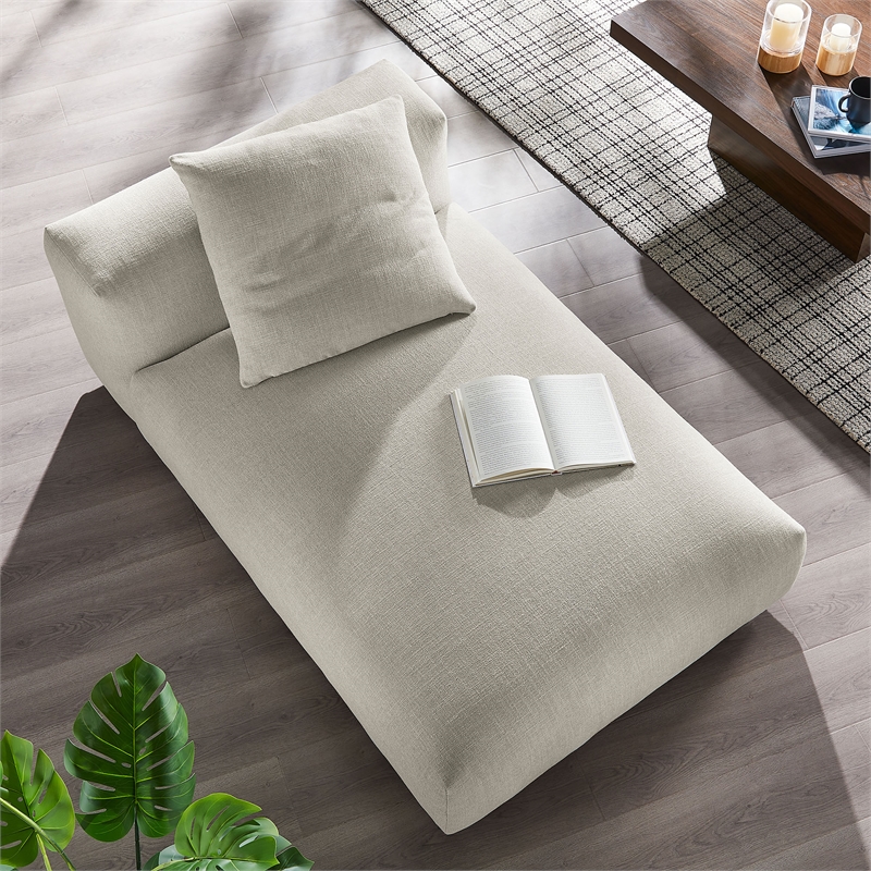 Maklaine Modular Upholstered Fabric Armless Chaise Lounge in Linen