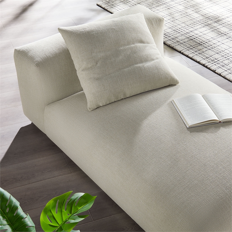 Maklaine Modular Upholstered Fabric Armless Chaise Lounge in Linen