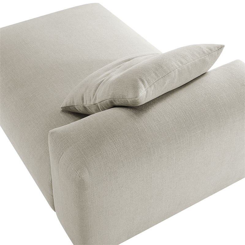 Maklaine Modular Upholstered Fabric Armless Chaise Lounge in Linen