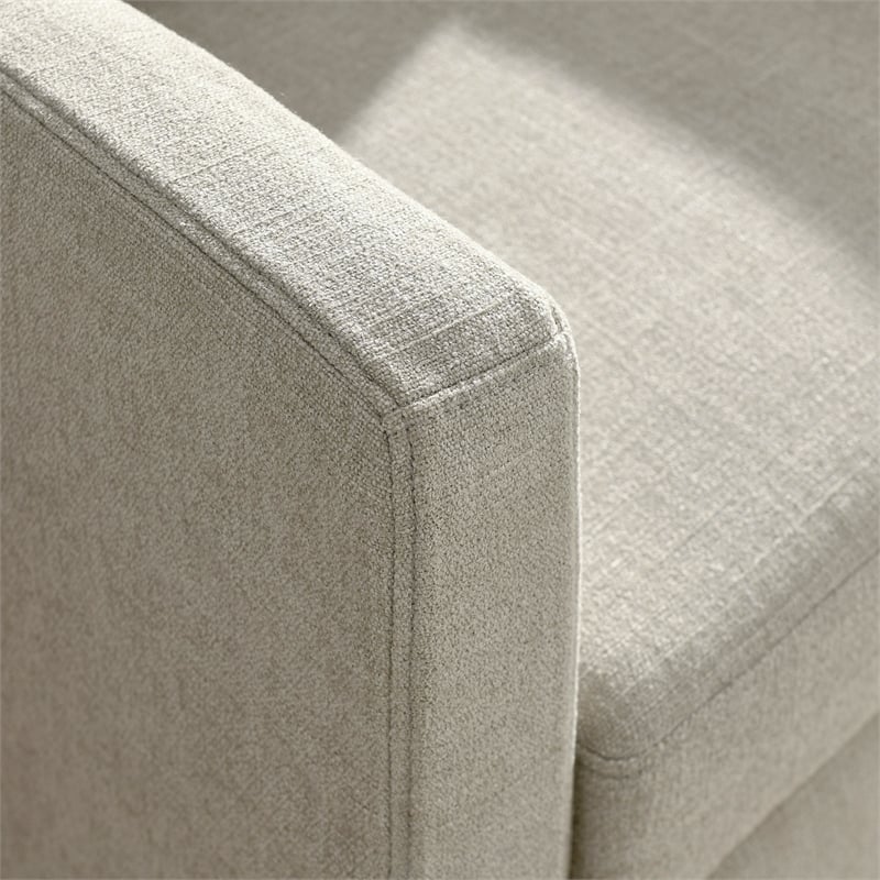 Maklaine Contemporary Fabric Slipcovered Swivel Armchair in Linen