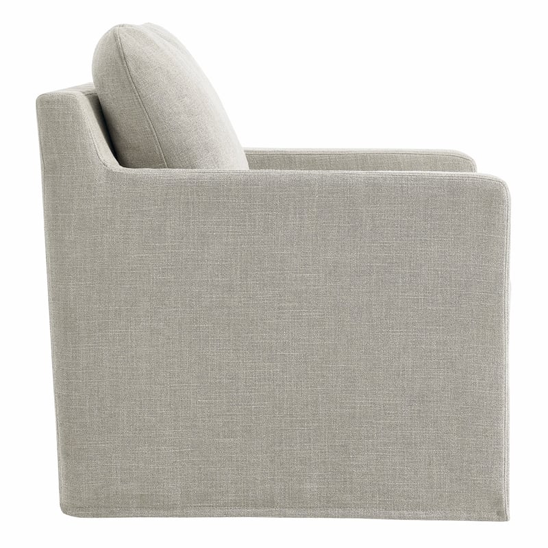 Maklaine Contemporary Fabric Slipcovered Swivel Armchair in Linen
