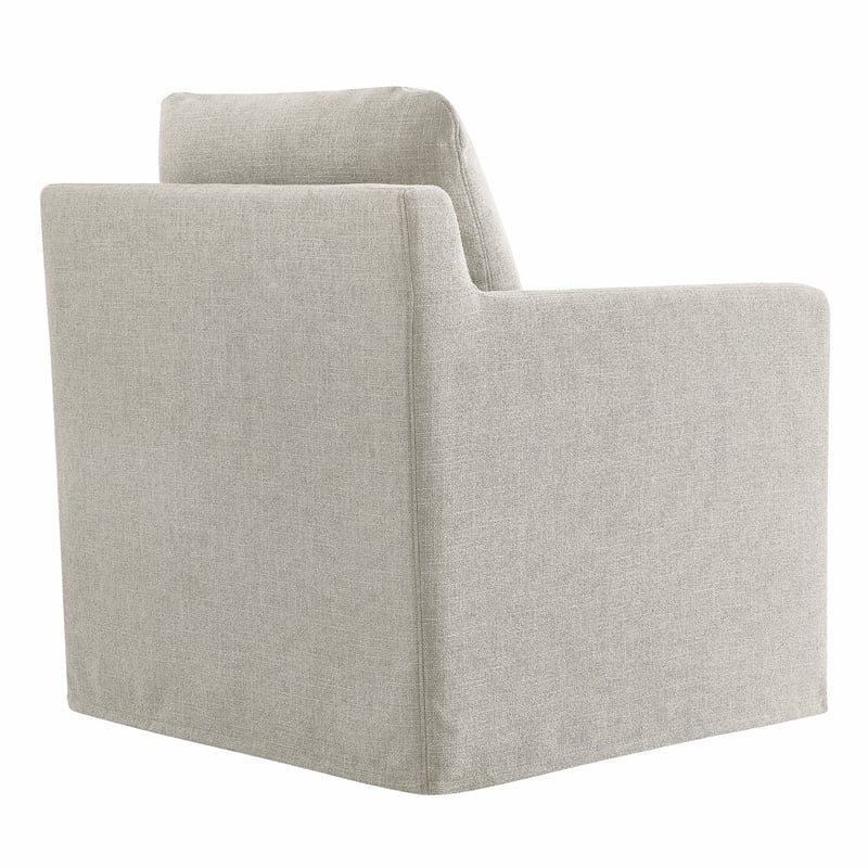 Maklaine Contemporary Fabric Slipcovered Swivel Armchair in Linen
