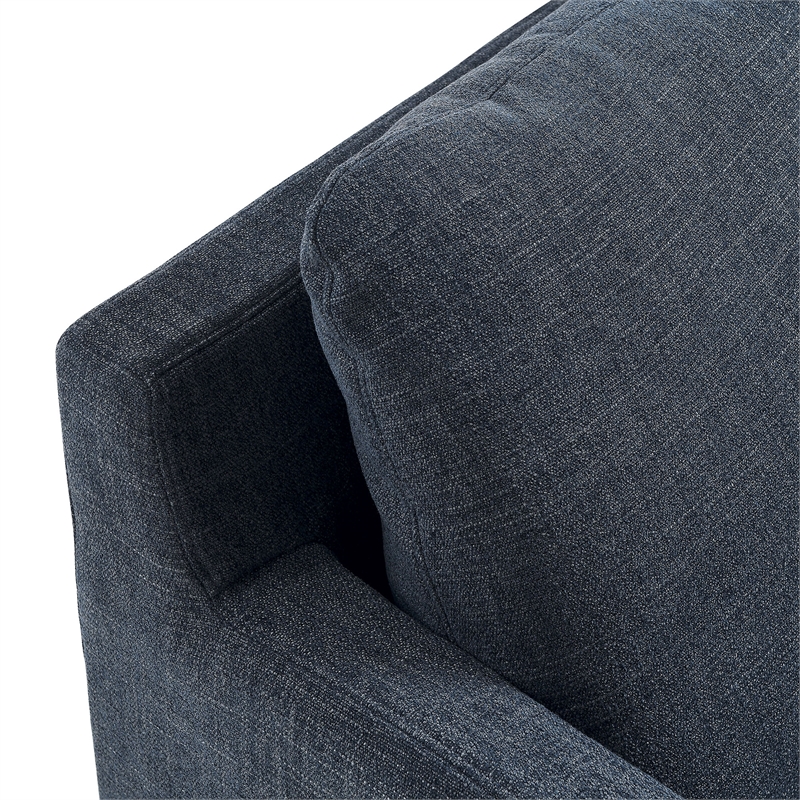 Maklaine Contemporary Fabric Slipcovered Swivel Armchair in Slate Blue