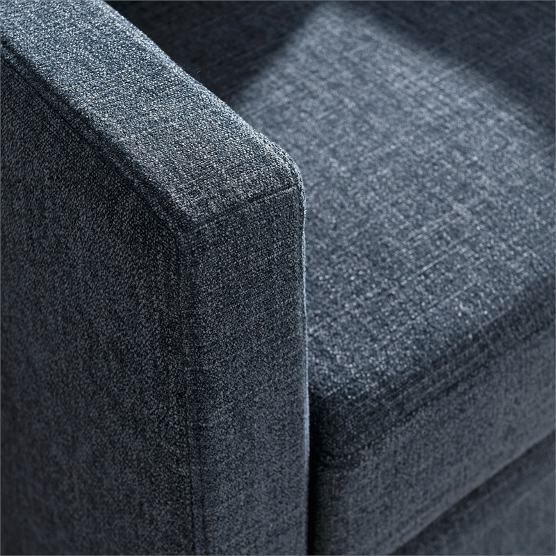 Maklaine Contemporary Fabric Slipcovered Swivel Armchair in Slate Blue