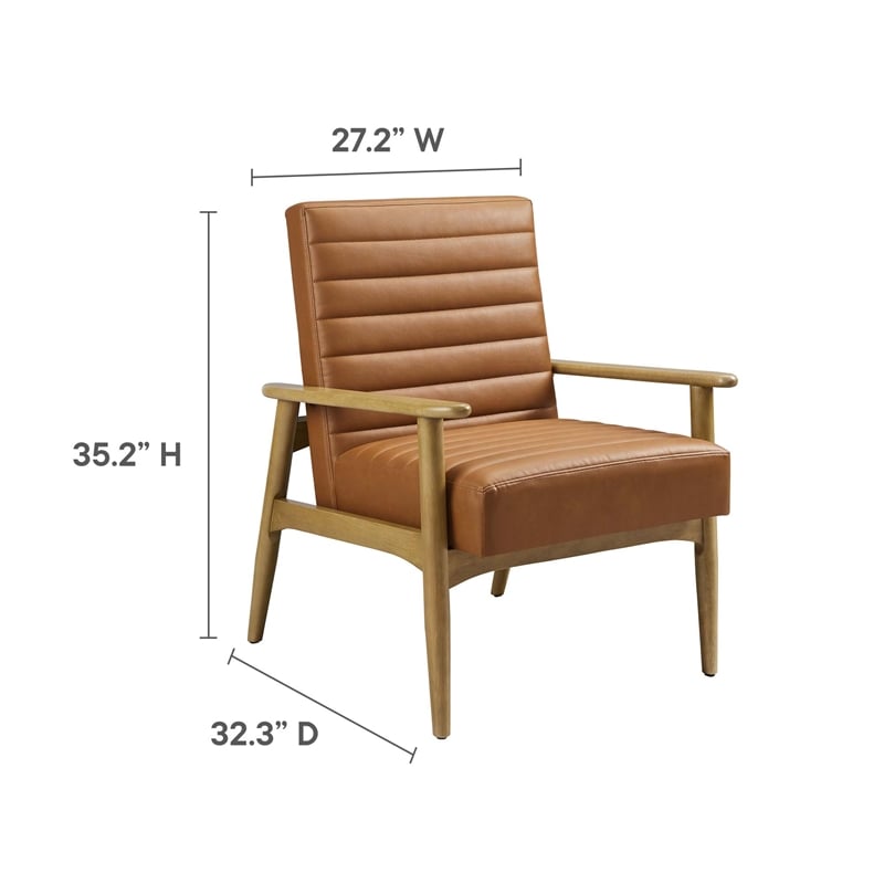Maklaine Contemporary Vegan Leather Accent Chair in French Oak Tan