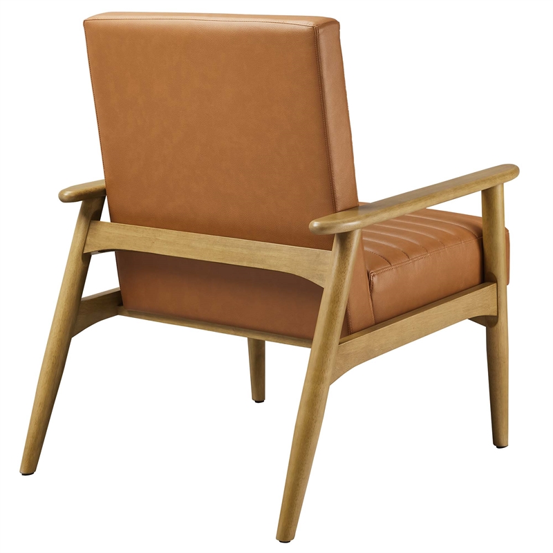 Maklaine Contemporary Vegan Leather Accent Chair in French Oak Tan