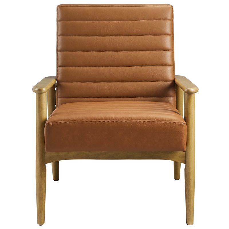 Maklaine Contemporary Vegan Leather Accent Chair in French Oak Tan