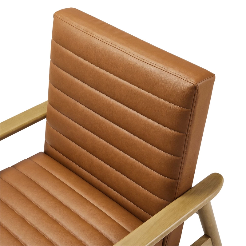 Maklaine Contemporary Vegan Leather Accent Chair in French Oak Tan