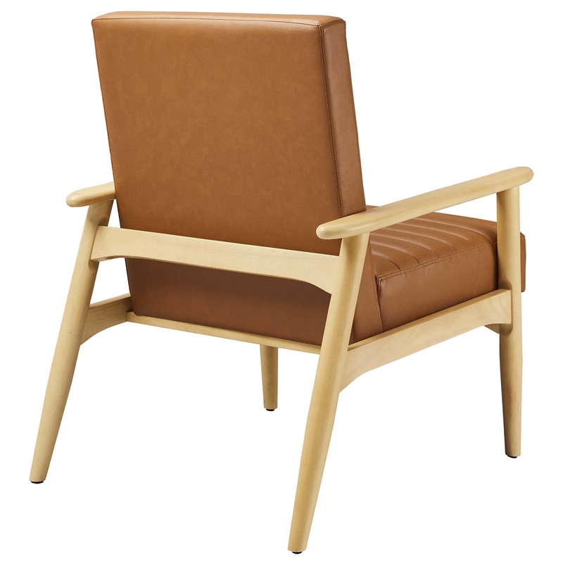 Maklaine Contemporary Vegan Leather Accent Chair in Natural Tan