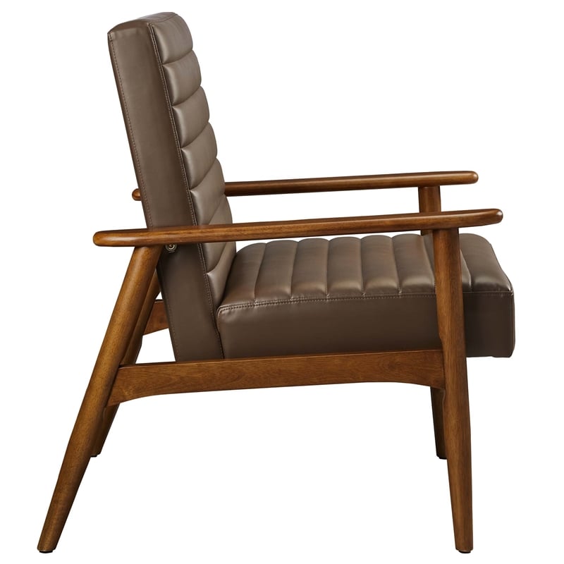 Maklaine Contemporary Vegan Leather Accent Chair in Walnut Brown