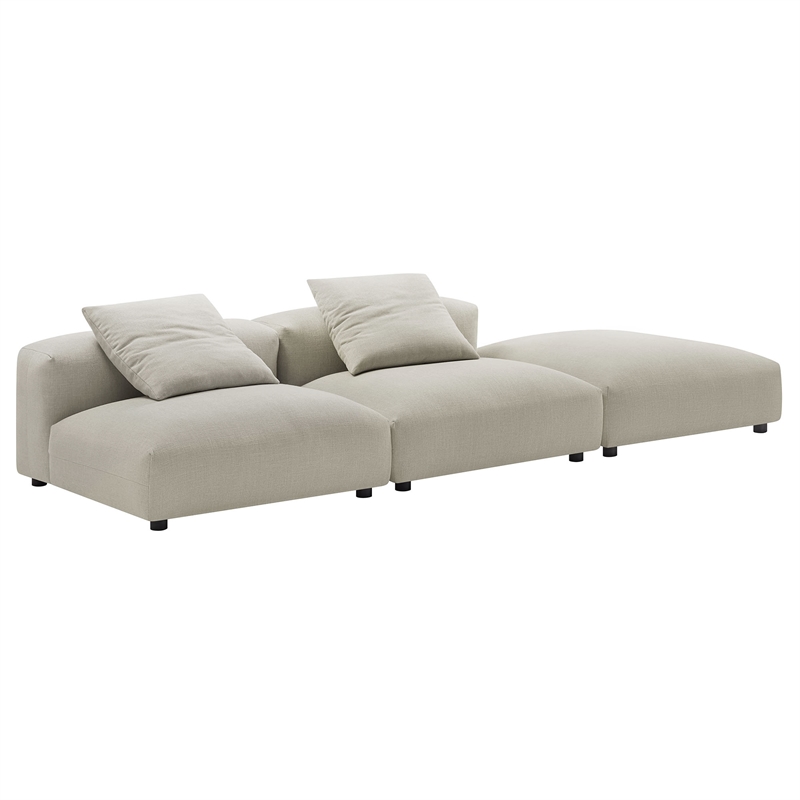 Maklaine 3-Piece Modular Upholstered Fabric Sectional Sofa in Linen