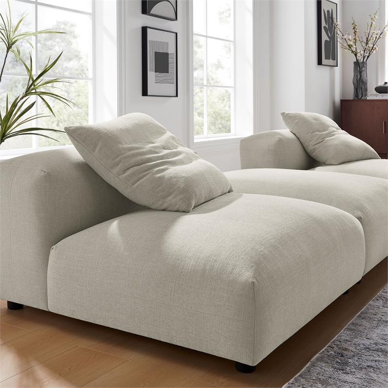 Maklaine 3-Piece Modular Upholstered Fabric Sectional Sofa in Linen