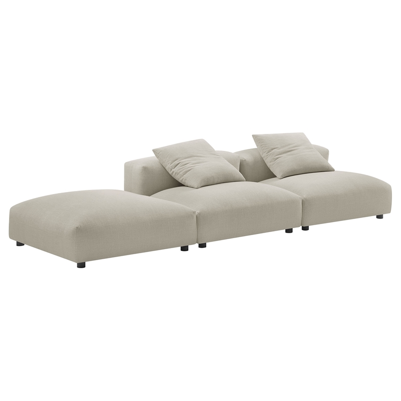 Maklaine 3-Piece Modular Upholstered Fabric Sectional Sofa in Linen