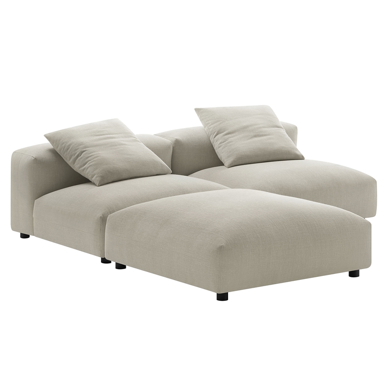 Maklaine 3-Piece Modular Upholstered Fabric Sectional Sofa in Linen