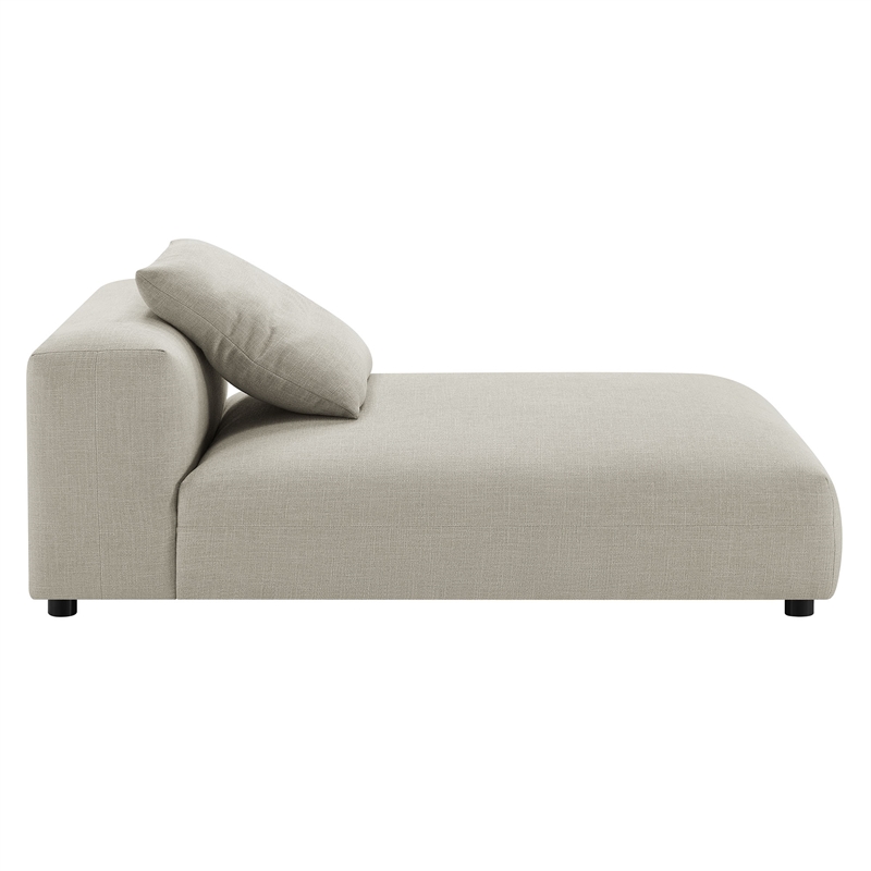 Maklaine 4-Piece Modular Upholstered Fabric Sectional Sofa With Ottoman in Linen