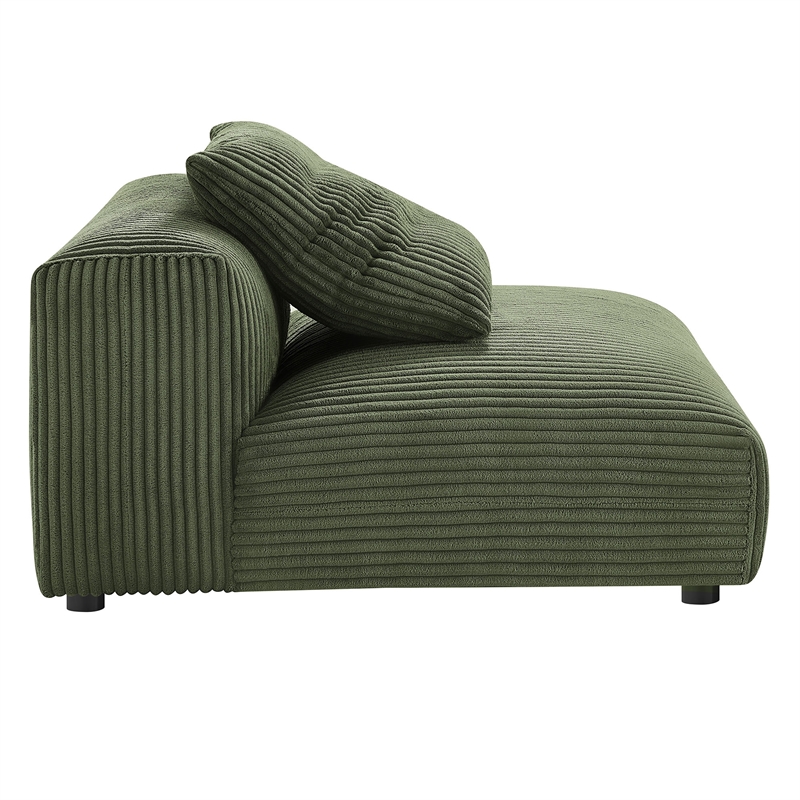 Maklaine Contemporary 3-Piece Modular Corduroy Upholstered Sofa in Fern
