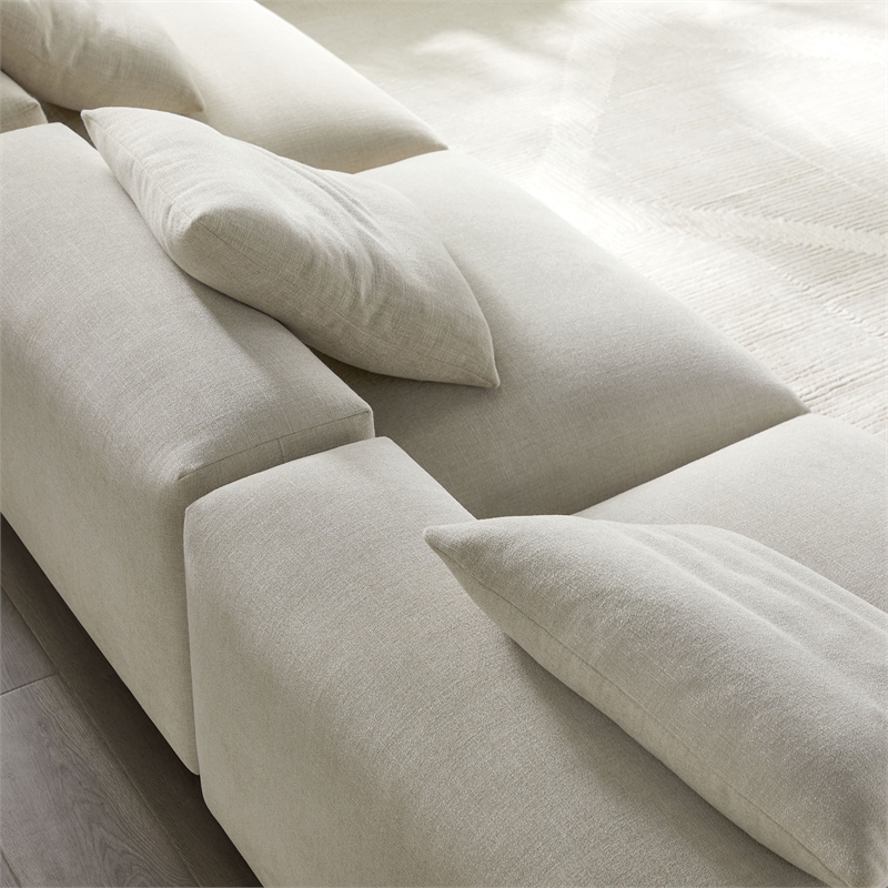Maklaine Contemporary 3-Piece Modular Upholstered Fabric Sofa in Linen