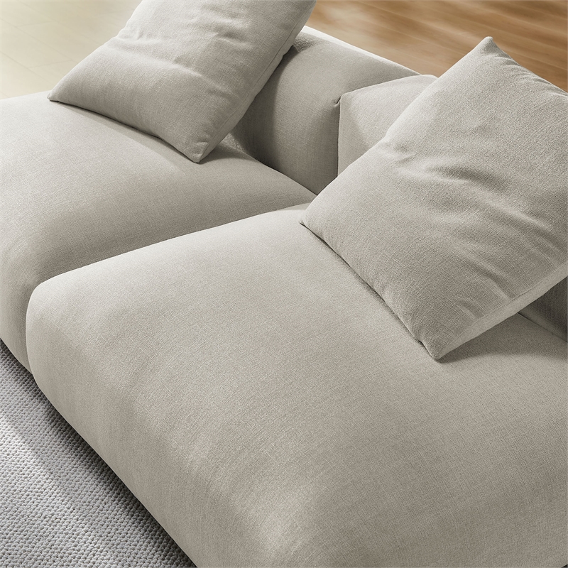 Maklaine Contemporary 2-Piece Modular Upholstered Fabric Sofa in Linen