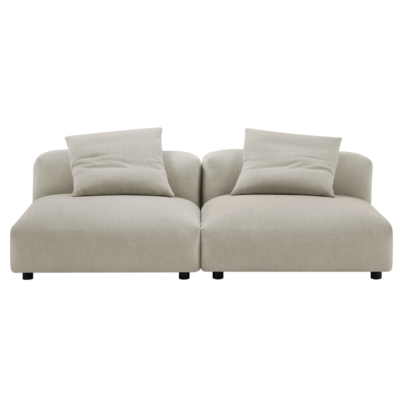 Maklaine Contemporary 2-Piece Modular Upholstered Fabric Sofa in Linen