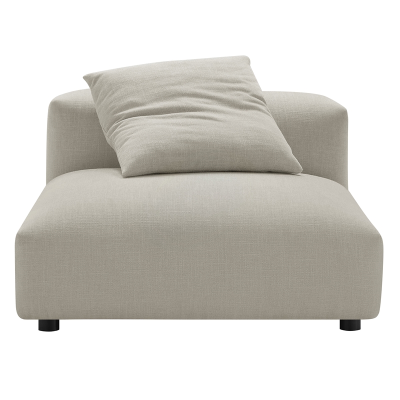 Maklaine Contemporary 2-Piece Modular Upholstered Fabric Sofa in Linen