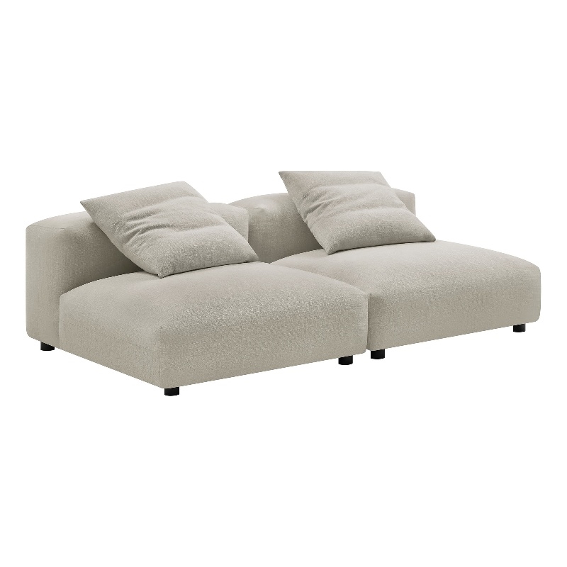 Maklaine Contemporary 2-Piece Modular Upholstered Fabric Sofa in Linen