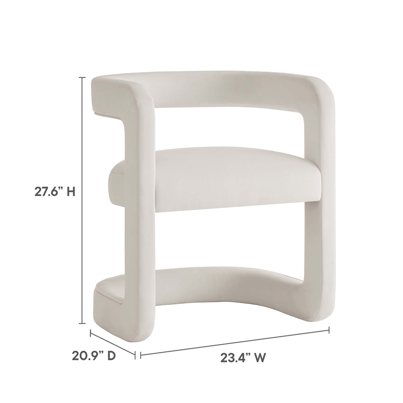 Maklaine Contemporary Performance Velvet Dining Chair in Alabaster