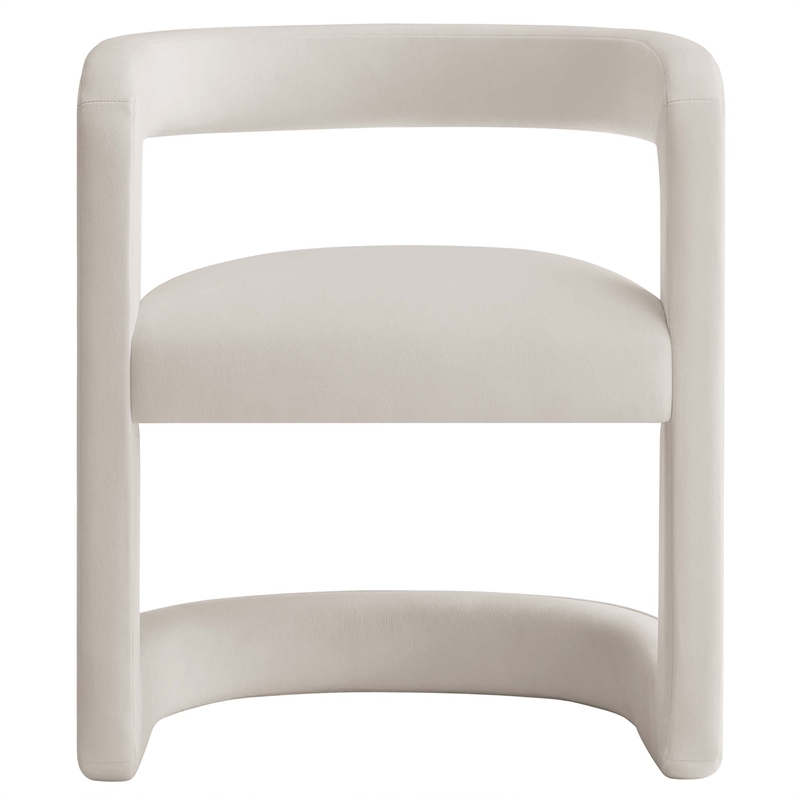 Maklaine Contemporary Performance Velvet Dining Chair in Alabaster
