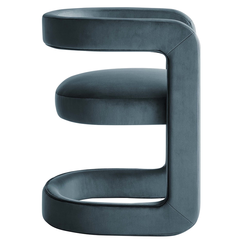 Maklaine Contemporary Performance Velvet Dining Chair in Cadet Blue