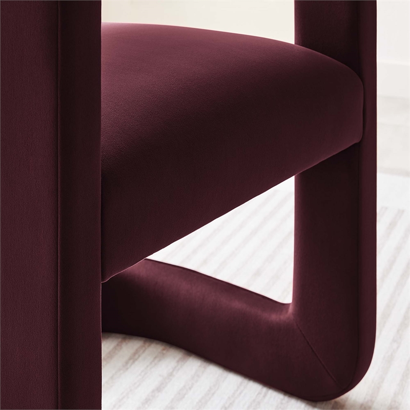 Maklaine Contemporary Performance Velvet Dining Chair in Mulberry