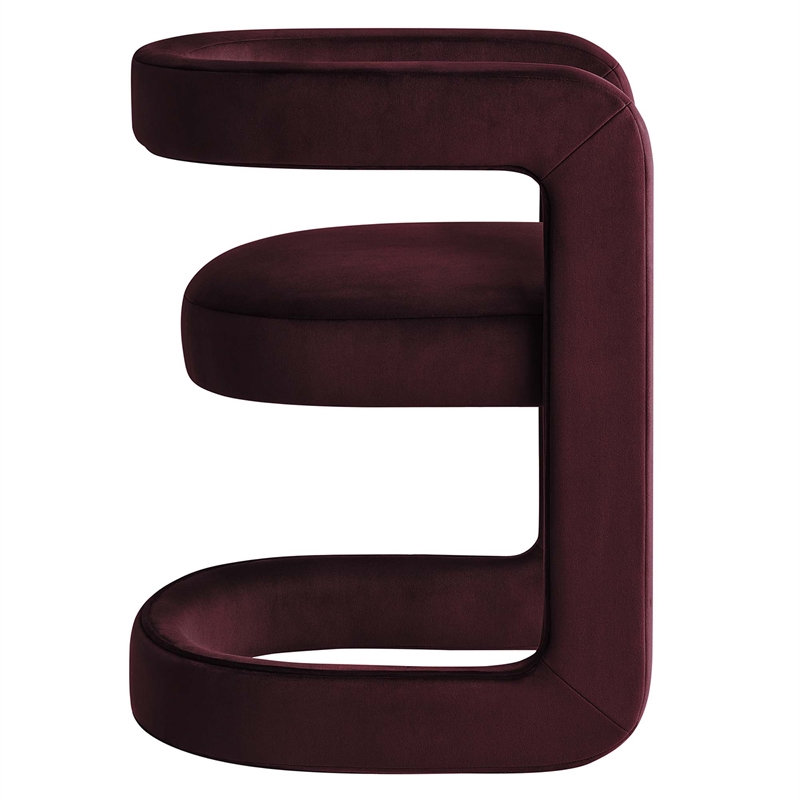 Maklaine Contemporary Performance Velvet Dining Chair in Mulberry