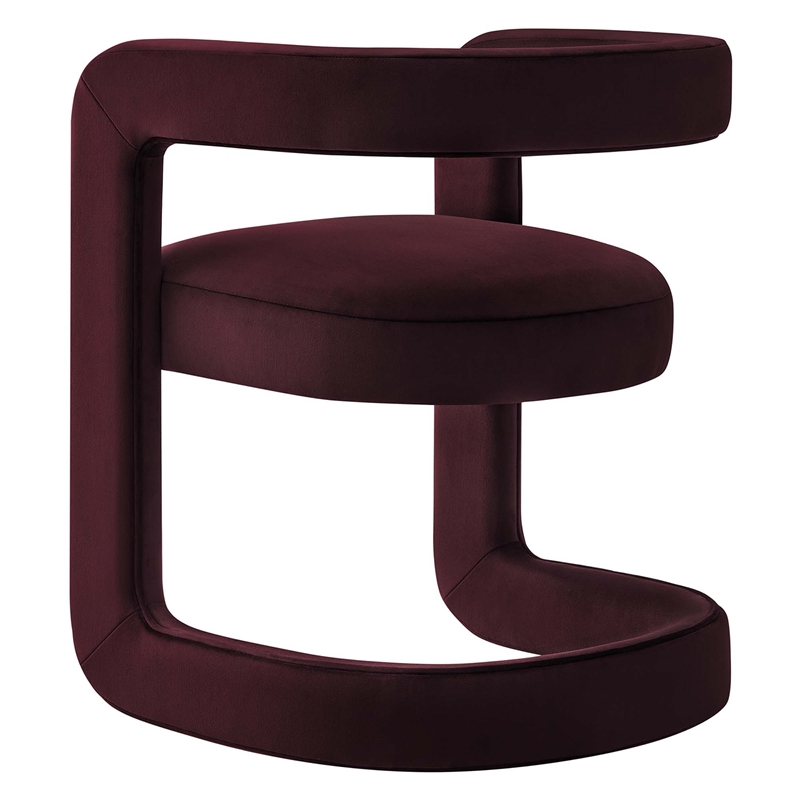 Maklaine Contemporary Performance Velvet Dining Chair in Mulberry