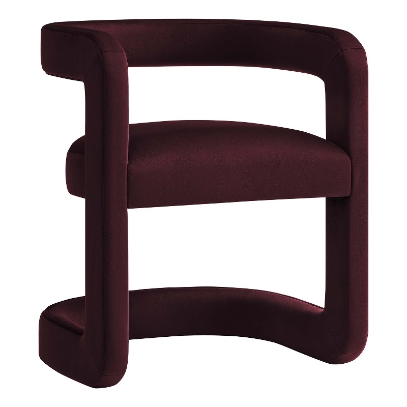Maklaine Contemporary Performance Velvet Dining Chair in Mulberry