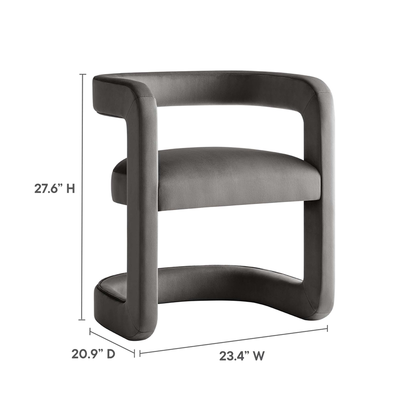 Maklaine Contemporary Performance Velvet Dining Chair in Storm Gray