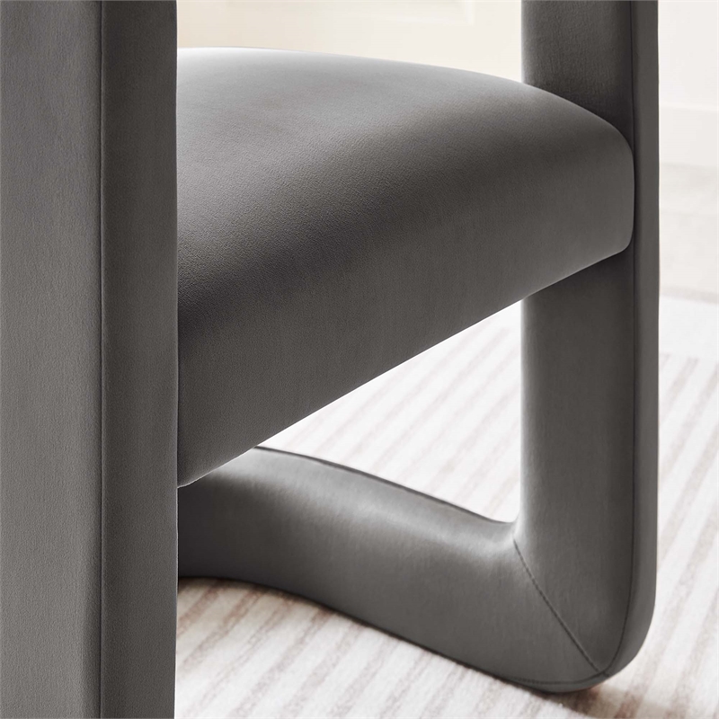 Maklaine Contemporary Performance Velvet Dining Chair in Storm Gray