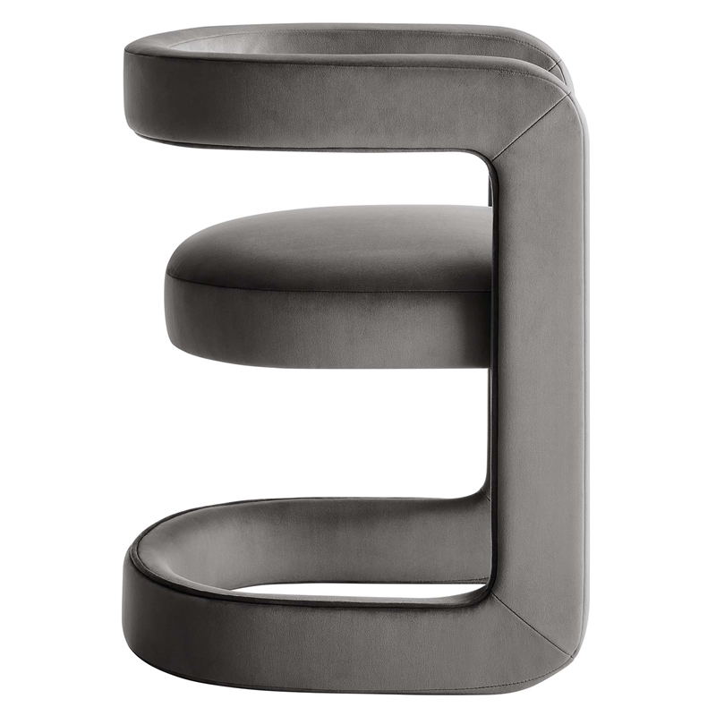 Maklaine Contemporary Performance Velvet Dining Chair in Storm Gray