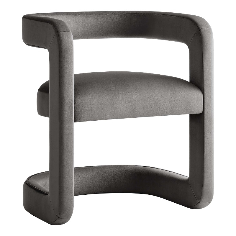 Maklaine Contemporary Performance Velvet Dining Chair in Storm Gray
